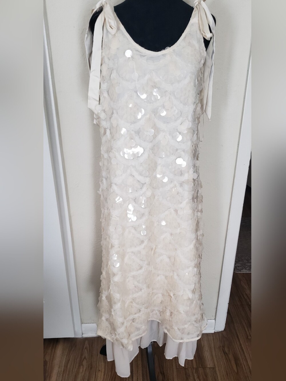 En Saison Ivory Sequin Slip Dress